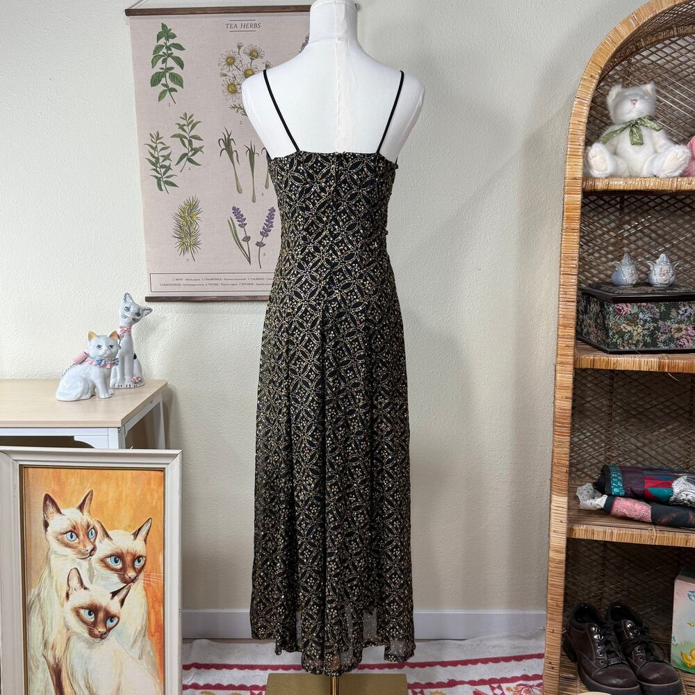 Vtg 90s Y2k Betsey Johnson Luxe Glitter Formal Dress Whimsigoth Romantic Goth S - Picture 3 of 7